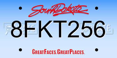 8FKT256 South Dakota License Plate