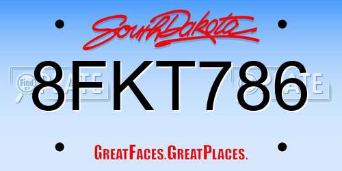 8FKT786 South Dakota License Plate