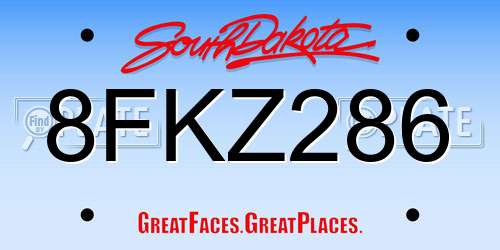 8FKZ286 South Dakota License Plate