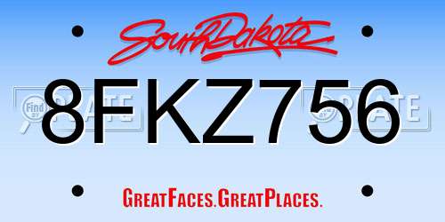 8FKZ756 South Dakota License Plate