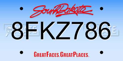 8FKZ786 South Dakota License Plate
