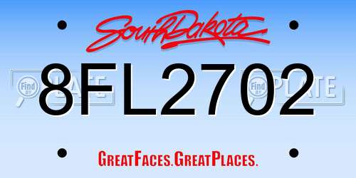 8FL2702 South Dakota License Plate
