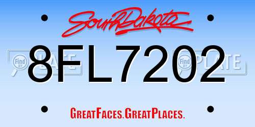 8FL7202 South Dakota License Plate