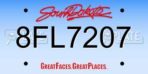 8FL7207 South Dakota License Plate
