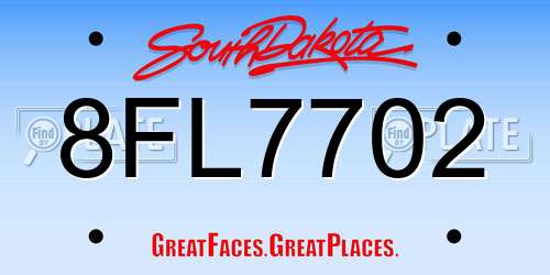 8FL7702 South Dakota License Plate