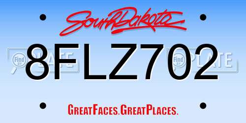 8FLZ702 South Dakota License Plate