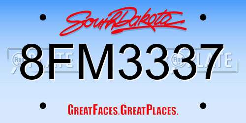 8FM3337 South Dakota License Plate