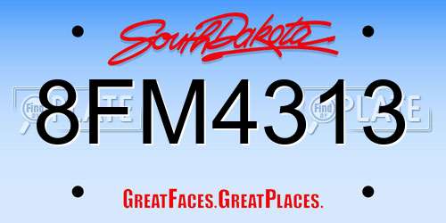 8FM4313 South Dakota License Plate