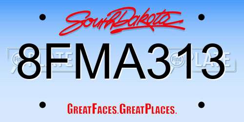 8FMA313 South Dakota License Plate