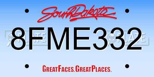 8FME332 South Dakota License Plate