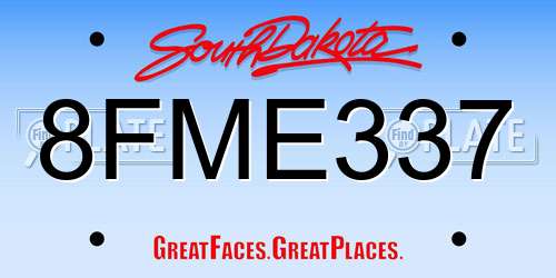 8FME337 South Dakota License Plate