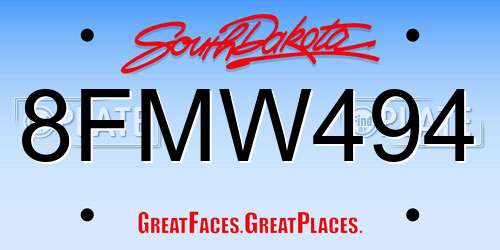 8FMW494 South Dakota License Plate