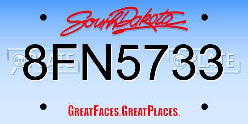 8FN5733 South Dakota License Plate