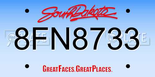 8FN8733 South Dakota License Plate