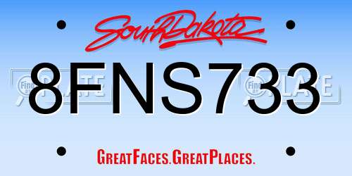 8FNS733 South Dakota License Plate