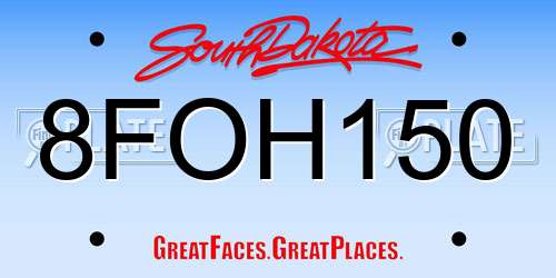 8FOH150 South Dakota License Plate