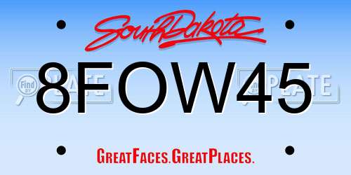 8FOW45 South Dakota License Plate