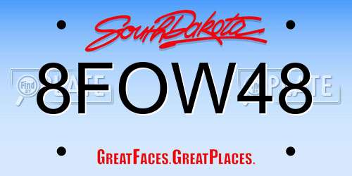 8FOW48 South Dakota License Plate