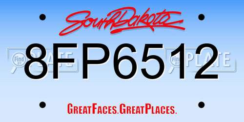 8FP6512 South Dakota License Plate