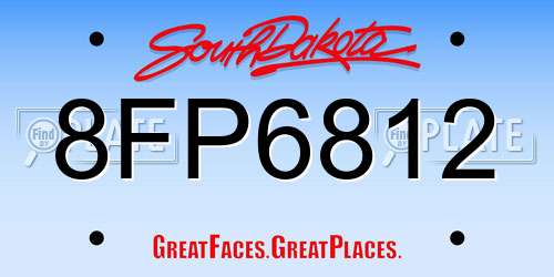 8FP6812 South Dakota License Plate