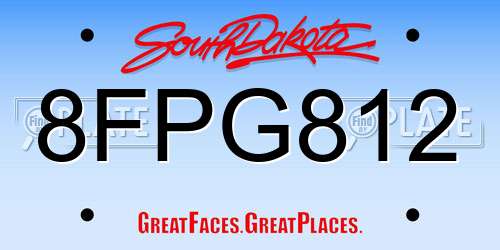 8FPG812 South Dakota License Plate