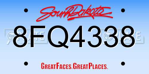 8FQ4338 South Dakota License Plate