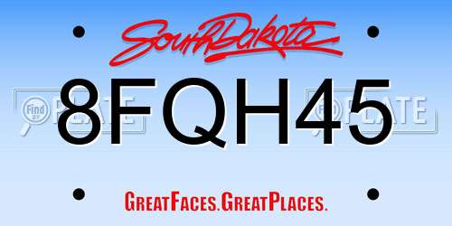 8FQH45 South Dakota License Plate