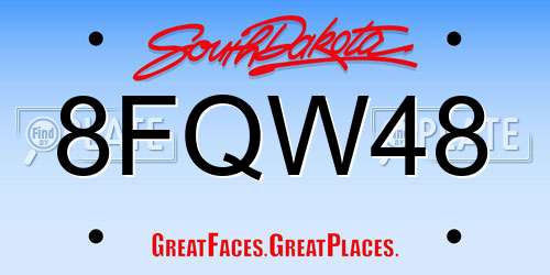 8FQW48 South Dakota License Plate