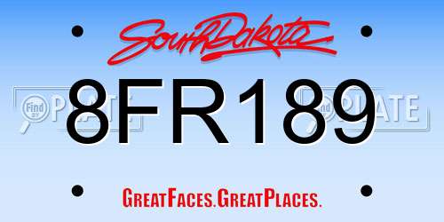 8FR189 South Dakota License Plate