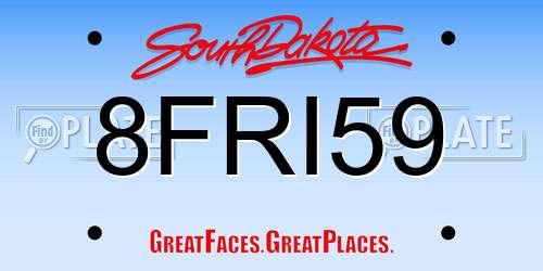 8FRI59 South Dakota License Plate