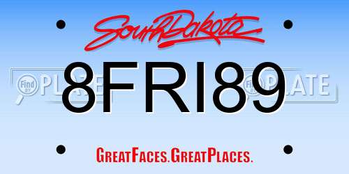 8FRI89 South Dakota License Plate