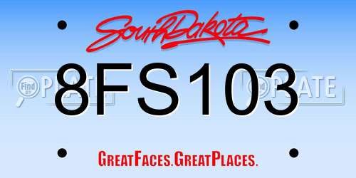 8FS103 South Dakota License Plate