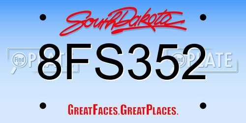 8FS352 South Dakota License Plate