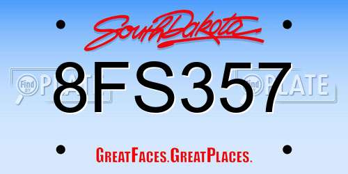 8FS357 South Dakota License Plate