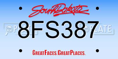 8FS387 South Dakota License Plate