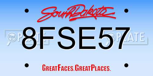 8FSE57 South Dakota License Plate