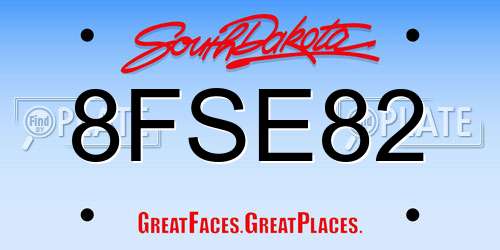 8FSE82 South Dakota License Plate