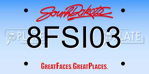 8FSI03 South Dakota License Plate