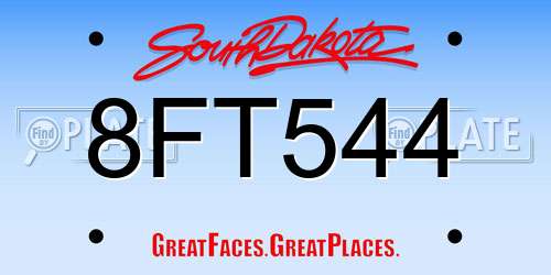 8FT544 South Dakota License Plate