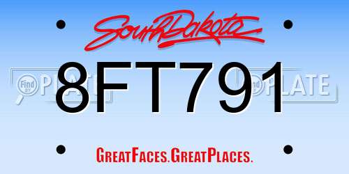 8FT791 South Dakota License Plate