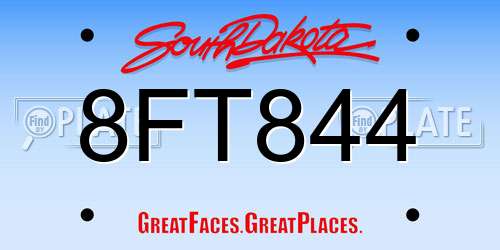 8FT844 South Dakota License Plate
