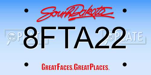 8FTA22 South Dakota License Plate
