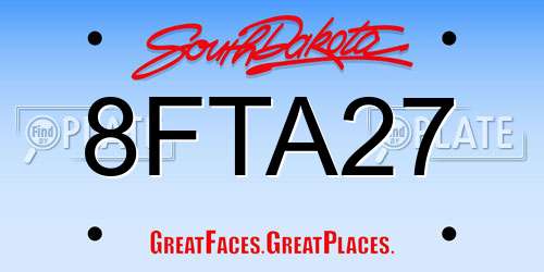 8FTA27 South Dakota License Plate