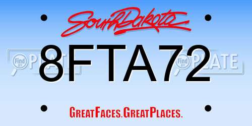 8FTA72 South Dakota License Plate