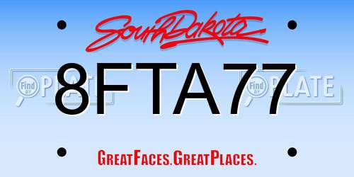 8FTA77 South Dakota License Plate