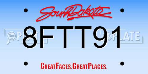8FTT91 South Dakota License Plate