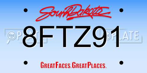 8FTZ91 South Dakota License Plate
