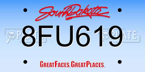 8FU619 South Dakota License Plate