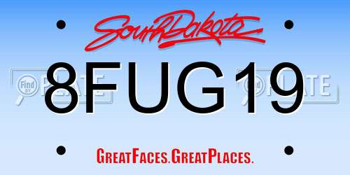 8FUG19 South Dakota License Plate