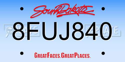 8FUJ840 South Dakota License Plate